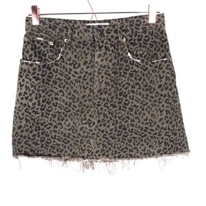 Zara Leopard Denim Skirt